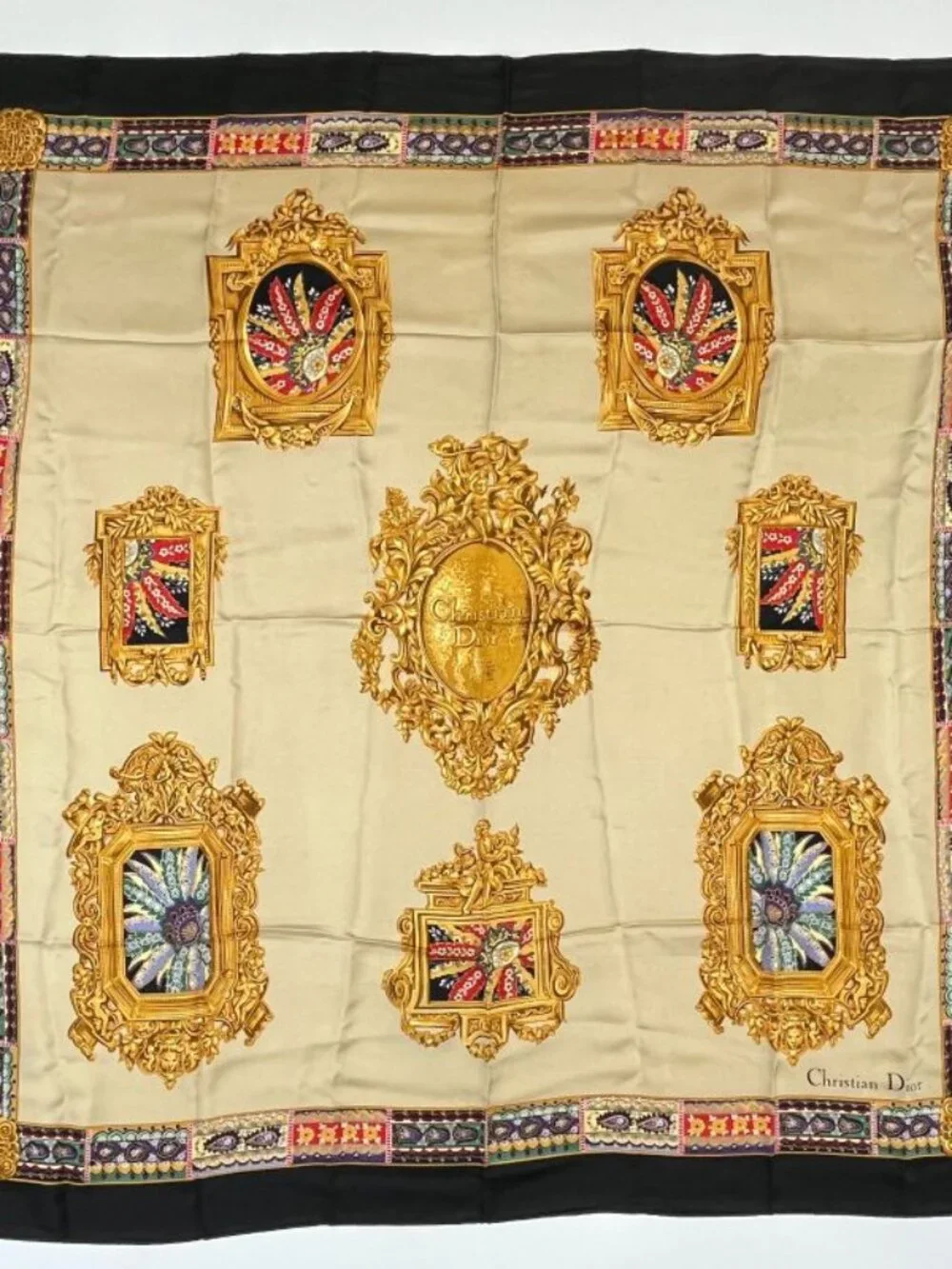 Dior Silk Scarf Multicolor Vintage